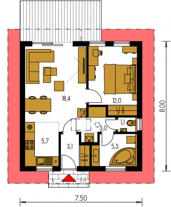 Floor plan of ground floor - BUNGALOW 219